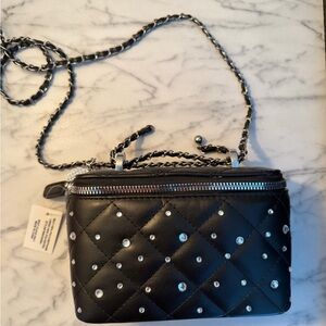 Black Quilted Women's Bag with Chain Strap